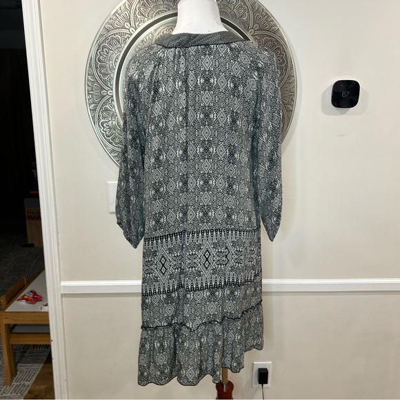 Tolani Black And White Pattern Mid-Length Dress-Size L - Picture 4 of 11